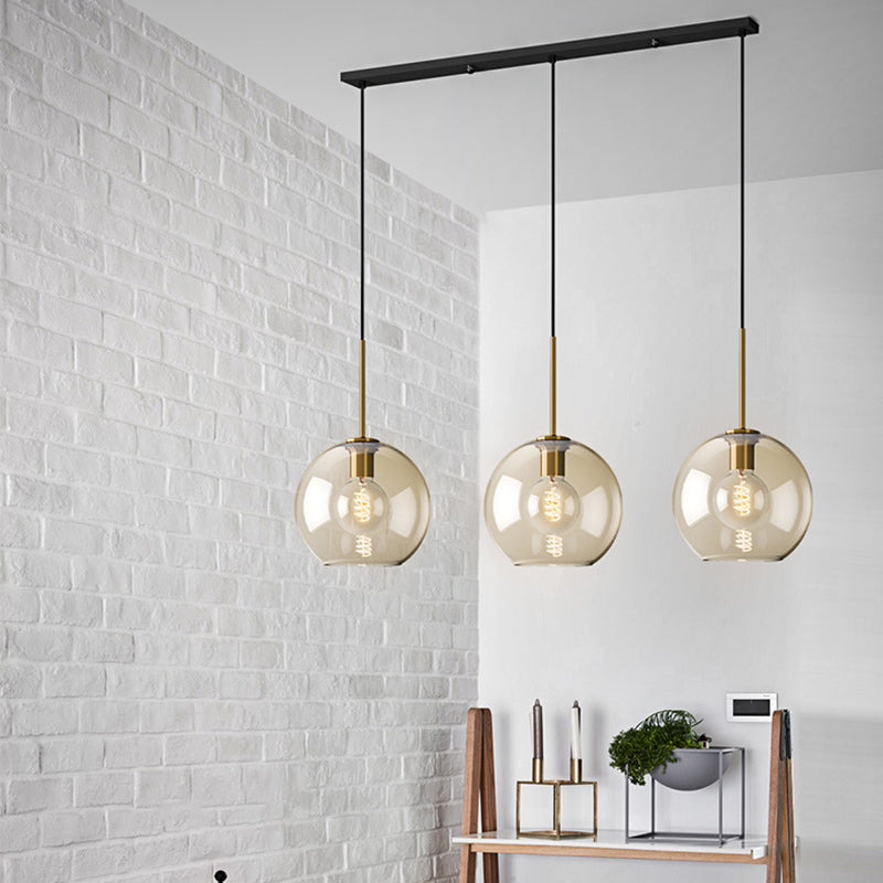 Hanglamp Cognac Glas Modern Minimalistisch 1-Lichts Verlichting Voor Eettafel