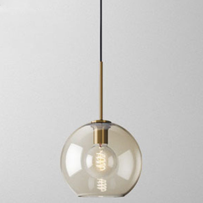 Hanglamp Cognac Glas Modern Minimalistisch 1-Lichts Verlichting Voor Eettafel