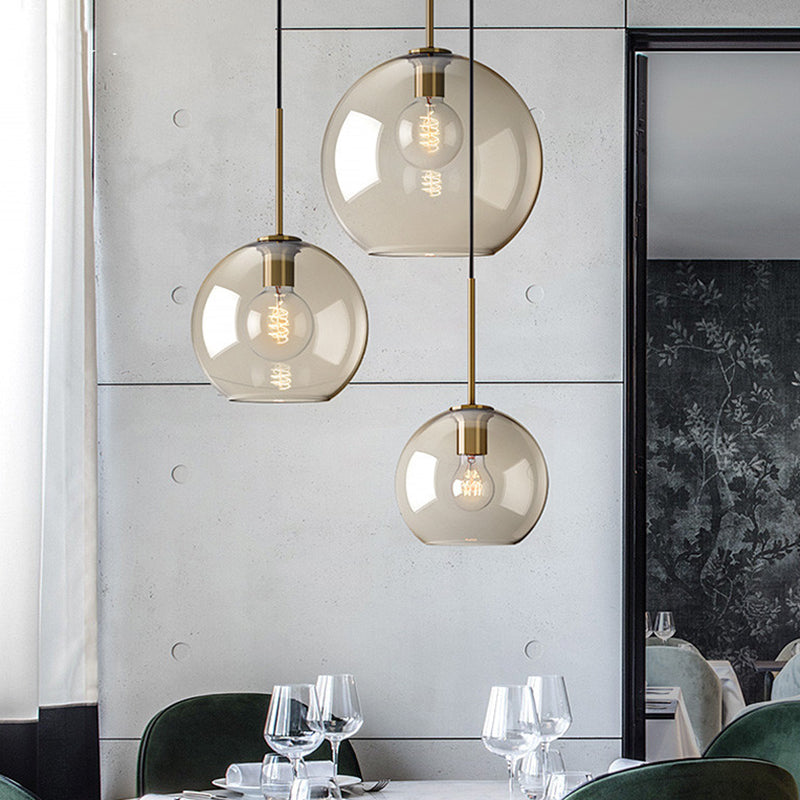 Hanglamp Cognac Glas Modern Minimalistisch 1-Lichts Verlichting Voor Eettafel