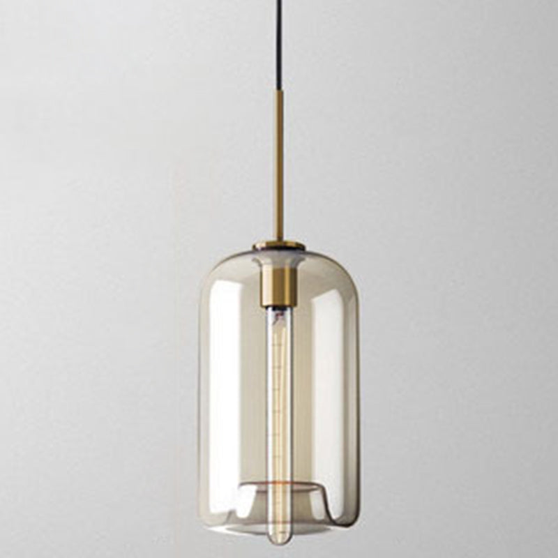 Hanglamp Cognac Glas Modern Minimalistisch 1-Lichts Verlichting Voor Eettafel