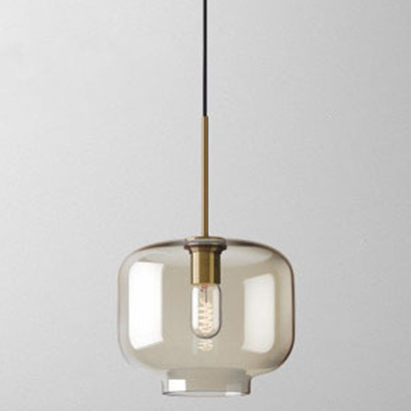 Hanglamp Cognac Glas Modern Minimalistisch 1-Lichts Verlichting Voor Eettafel