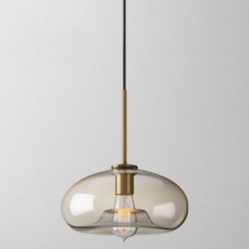 Hanglamp Cognac Glas Modern Minimalistisch 1-Lichts Verlichting Voor Eettafel