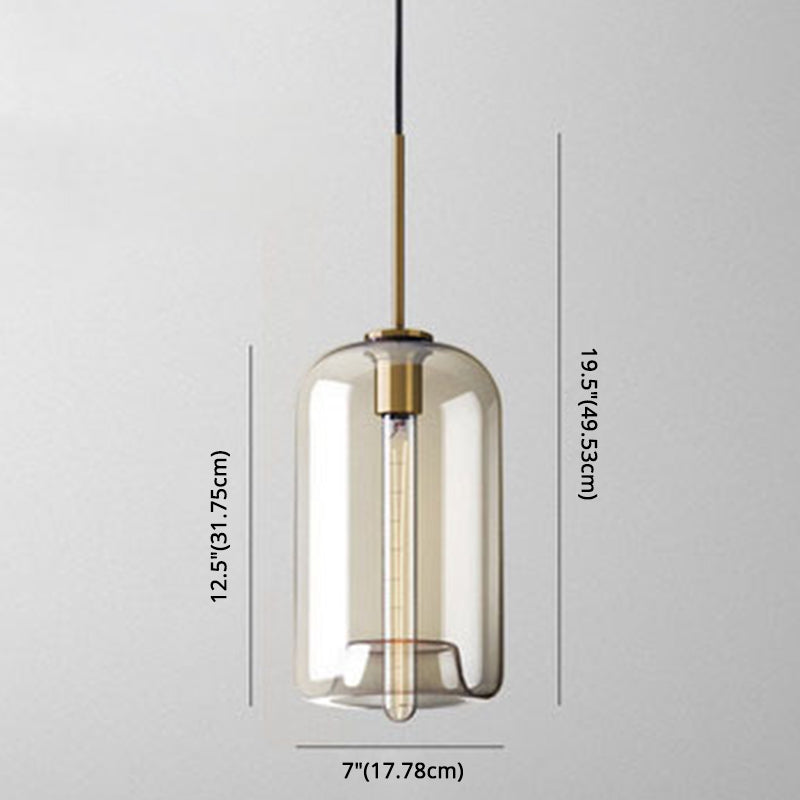 Hanglamp Cognac Glas Modern Minimalistisch 1-Lichts Verlichting Voor Eettafel