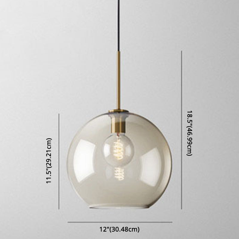 Hanglamp Cognac Glas Modern Minimalistisch 1-Lichts Verlichting Voor Eettafel