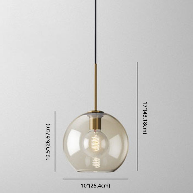 Hanglamp Cognac Glas Modern Minimalistisch 1-Lichts Verlichting Voor Eettafel