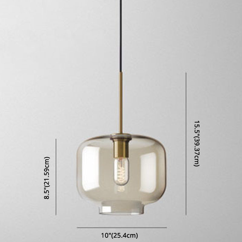 Hanglamp Cognac Glas Modern Minimalistisch 1-Lichts Verlichting Voor Eettafel