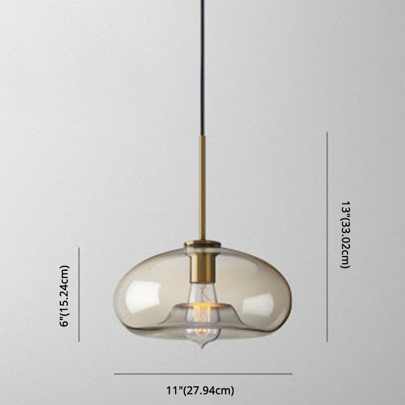 Hanglamp Cognac Glas Modern Minimalistisch 1-Lichts Verlichting Voor Eettafel