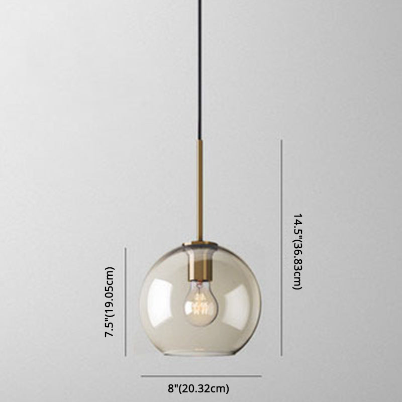 Hanglamp Cognac Glas Modern Minimalistisch 1-Lichts Verlichting Voor Eettafel