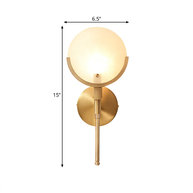 Colonial Lamp - Ovale Melkglas Wandlamp in Koper voor Woonkamer