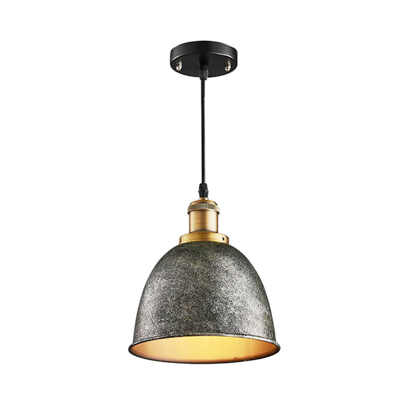 Sfeervolle Dome Hanglamp 1 Licht Wrought Iron Lichtarmatuur met Snoer in Zwart/Rust