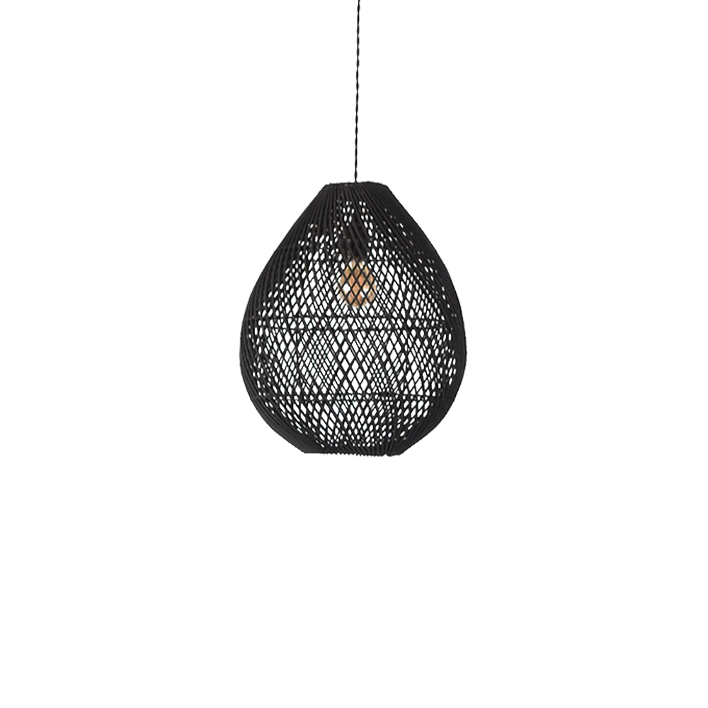 Boho Rattan Handgeweven Zwarte Hanglamp