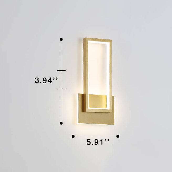 Moderne minimalistische LED-wandlamp in gouden rechthoekige vorm