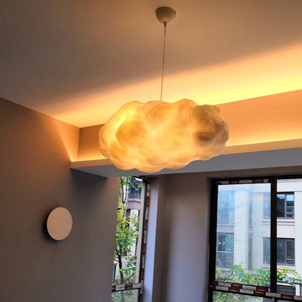 TranquilAura - Designer Wolken LED Hanglamp Wit PVC/Katoen