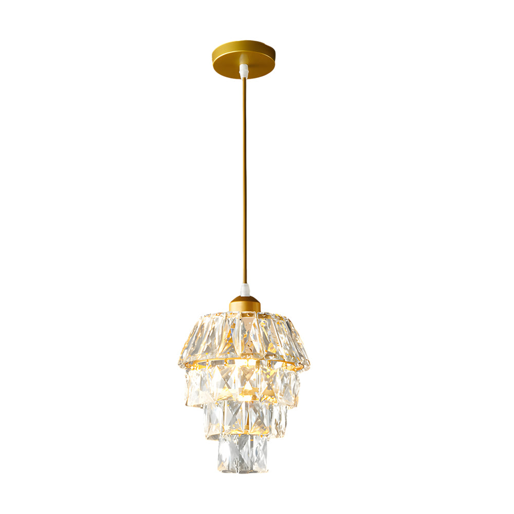 Kristallen Hanglamp in Goud/Zwart - 1-Licht Mini Kroonluchter