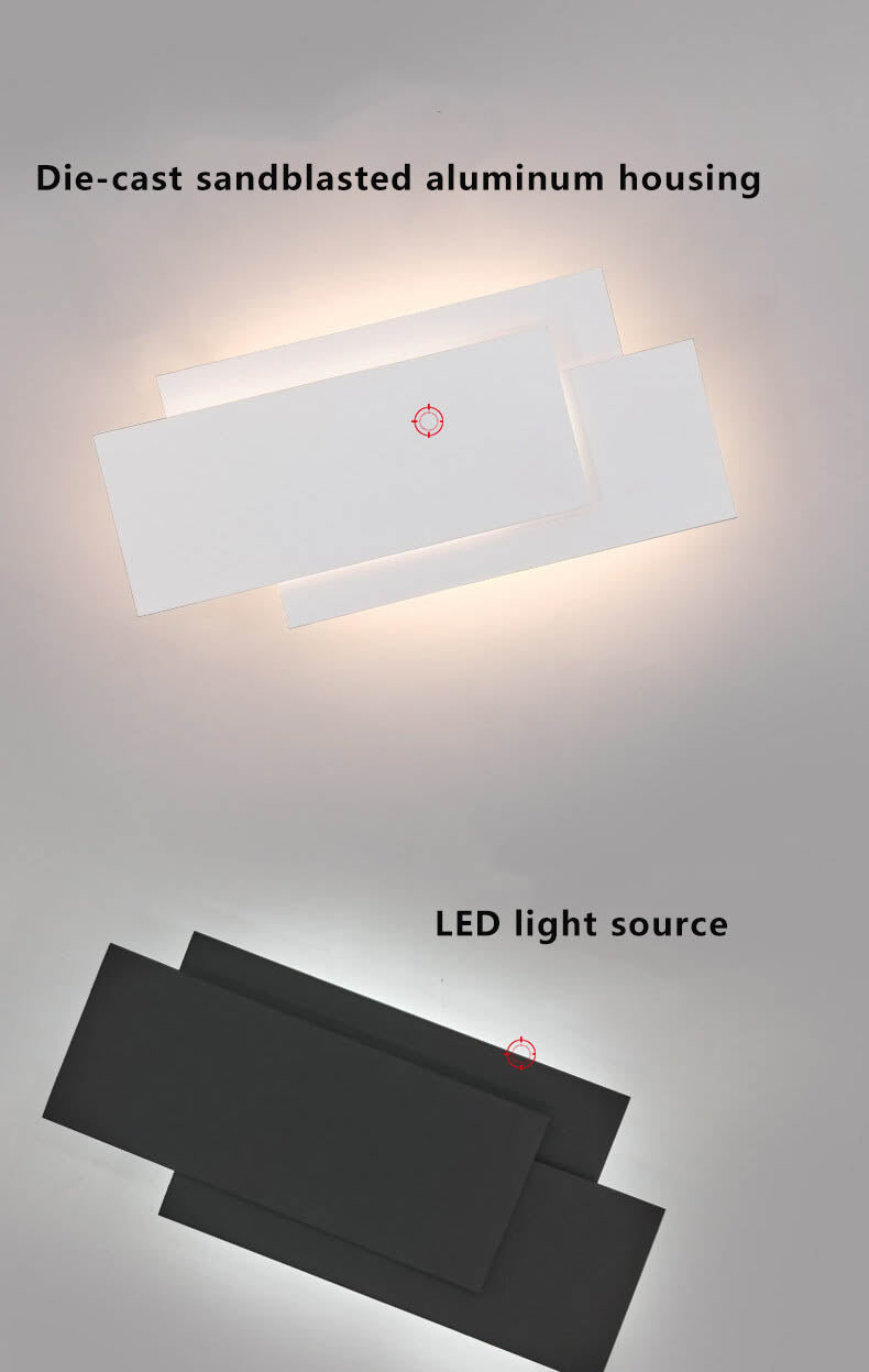 Minimalistische vierkante, gestapelde LED-wandlamp van aluminium