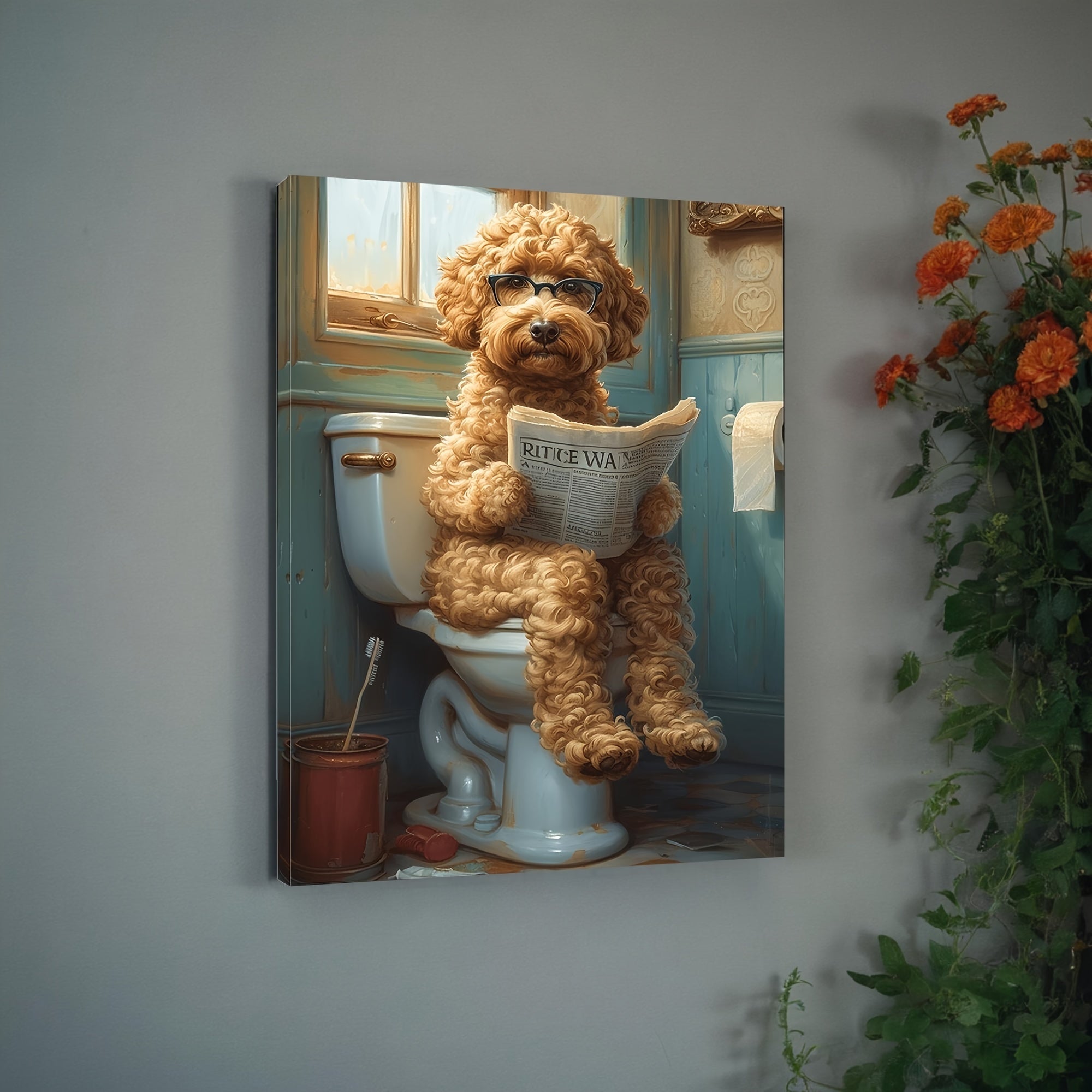 Goldendoodle Badkamer Canvas - Humoristische Wanddecoratie