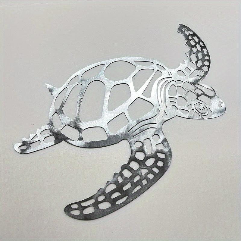 1 stuk Metalen Zeeschildpad Muurkunst - Handgemaakte Kustcharm voor Binnen Woonkamer Decor - Nautisch Strandthema Artistiek Accent