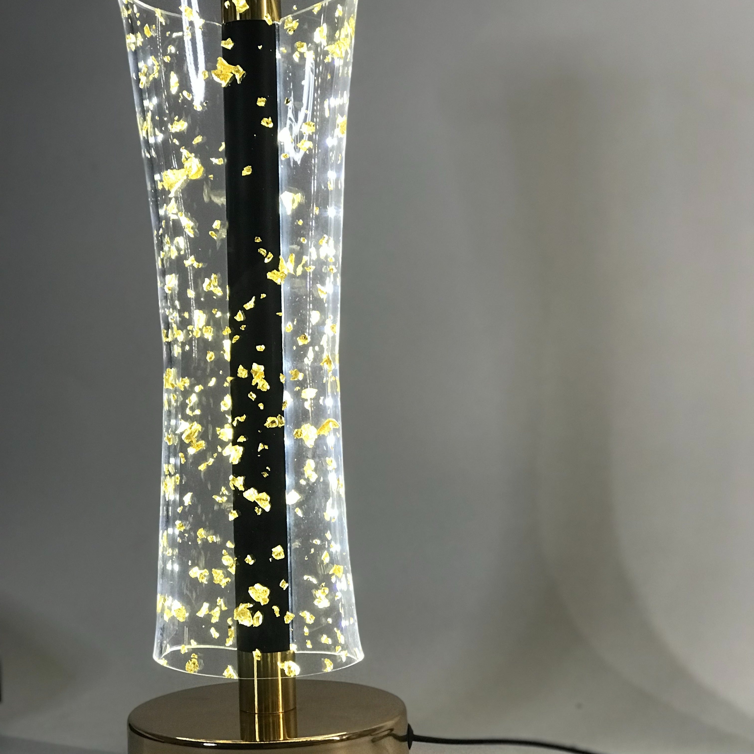 LumiAcryl - Moderne Acryl Tafellamp met Gouden Folie en 3-Kleuren Dimbare Verlichting, USB-Aangedreven