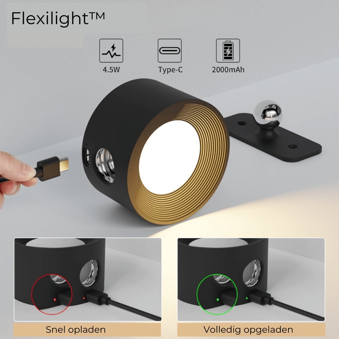 FlexiBeam - Draadloze oplaadbare 360° muurlamp