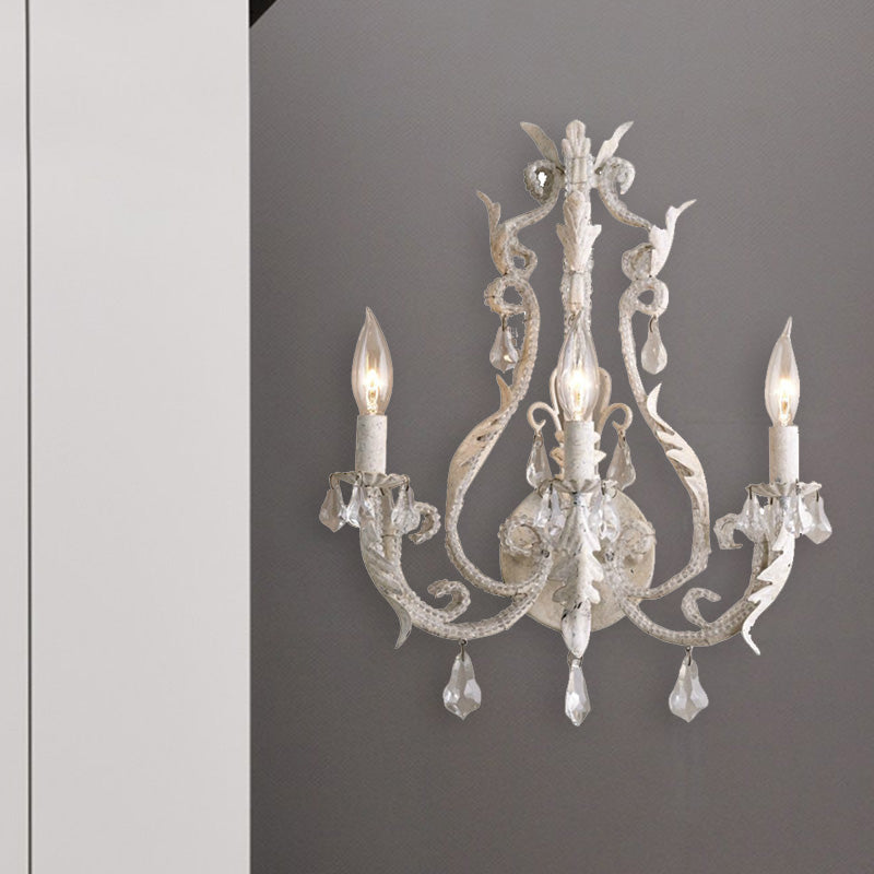 Crystal Chandelier - Traditionele Kandelaar Wandlamp met 3 Koppen in Grijs/Ivoor