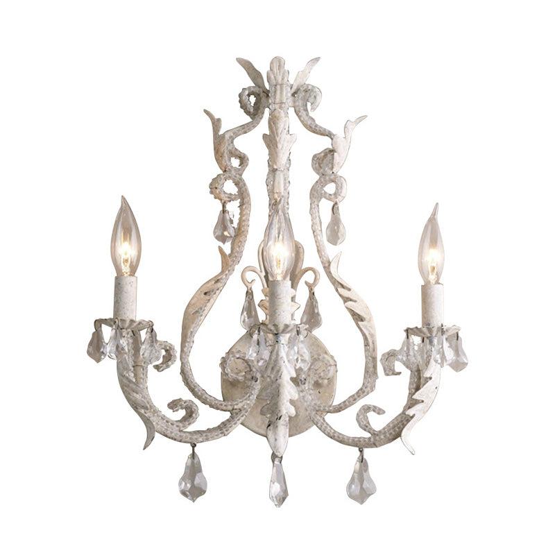 Crystal Chandelier - Traditionele Kandelaar Wandlamp met 3 Koppen in Grijs/Ivoor