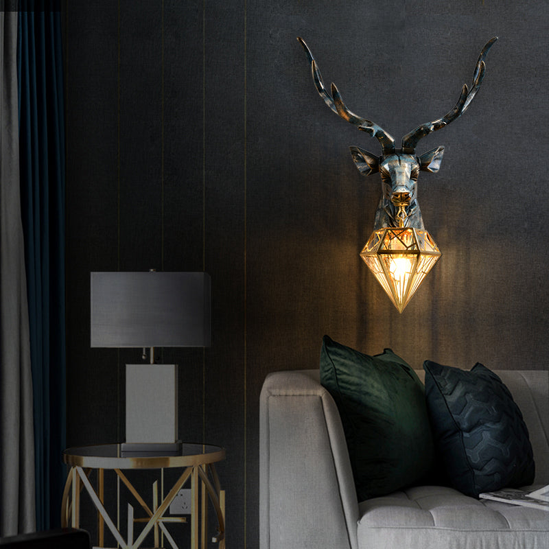 Elk Wandlamp - Brons met Diamantkooi Schaduw