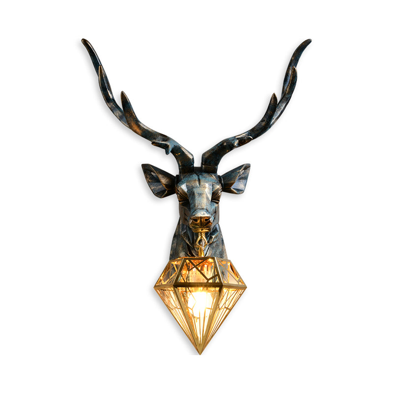 Elk Wandlamp - Brons met Diamantkooi Schaduw