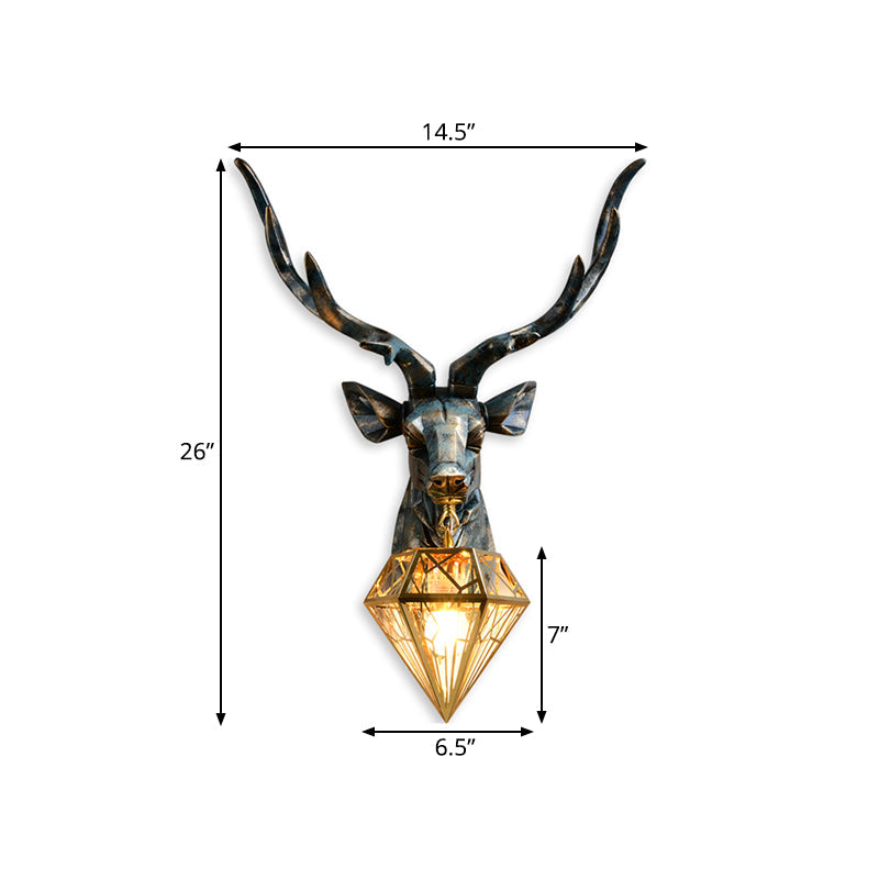 Elk Wandlamp - Brons met Diamantkooi Schaduw