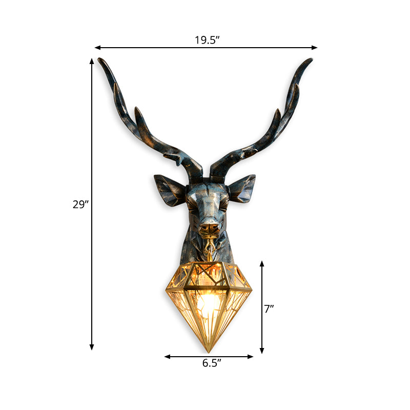 Elk Wandlamp - Brons met Diamantkooi Schaduw