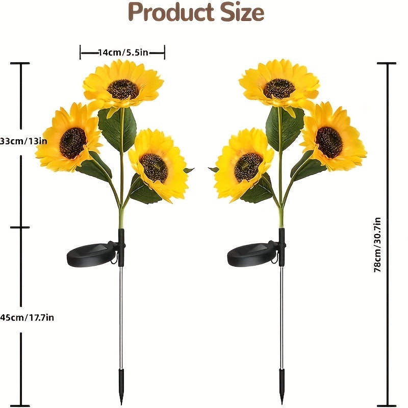 SolarBloom - Zonnebloem LED Tuinverlichting met 3 Koppen, Waterdicht