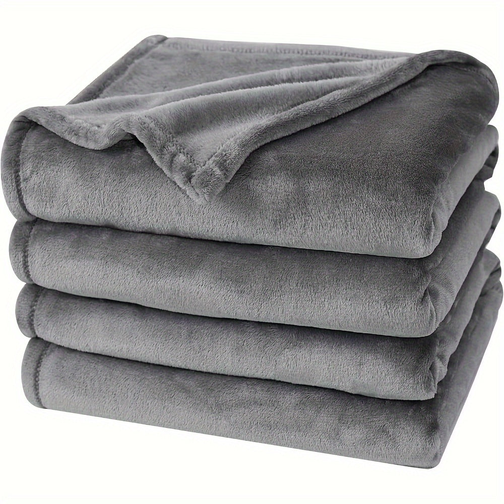 Ultra Zachte Polyester Fleece Deken - Omkeerbaar, Pluisvrij, All-Season Luxe voor Bed, Bank of Sofa - Glamourstijl, Effen Weefpatroon