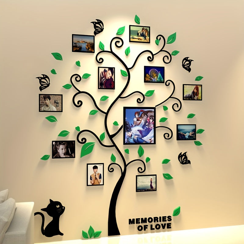 1 Set Acryl Fotolijst Muurdecoratie - 3D Creatieve Fotoboom voor Familie & Huisdieren, Zelfklevende Muursticker voor Woonkamer, Hal, Veranda, Deel Speciale Herinneringen