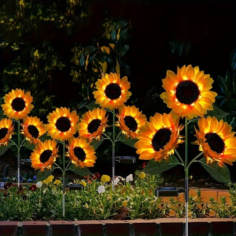 SolarBloom - Zonnebloem LED Tuinverlichting met 3 Koppen, Waterdicht