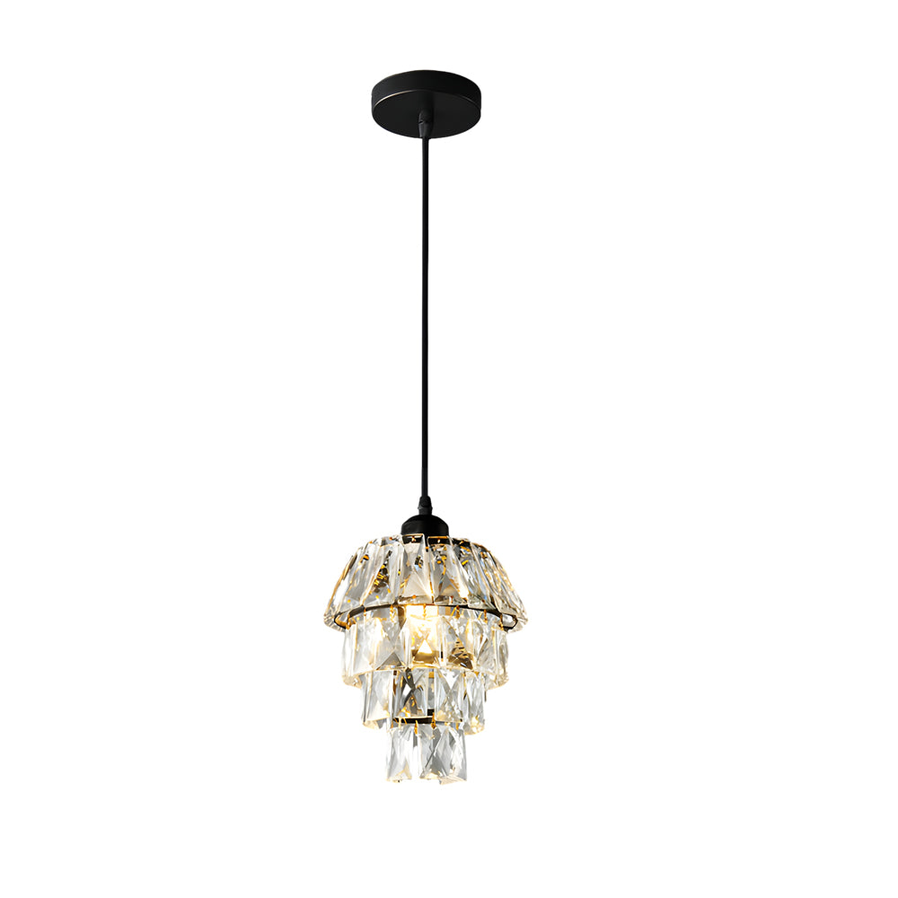 Kristallen Hanglamp in Goud/Zwart - 1-Licht Mini Kroonluchter