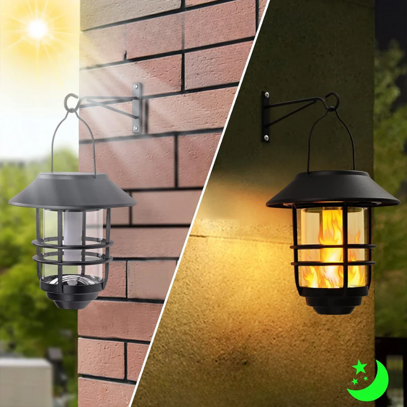 FlameLume - Solar LED Wandlamp met Vlam Effect voor Tuin en Terras