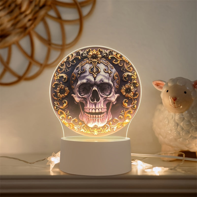 LumiSkull - USB Schedel Nachtlamp, Kleurrijke Acryl Tafellamp voor Slaapkamer & Halloween Decoratie