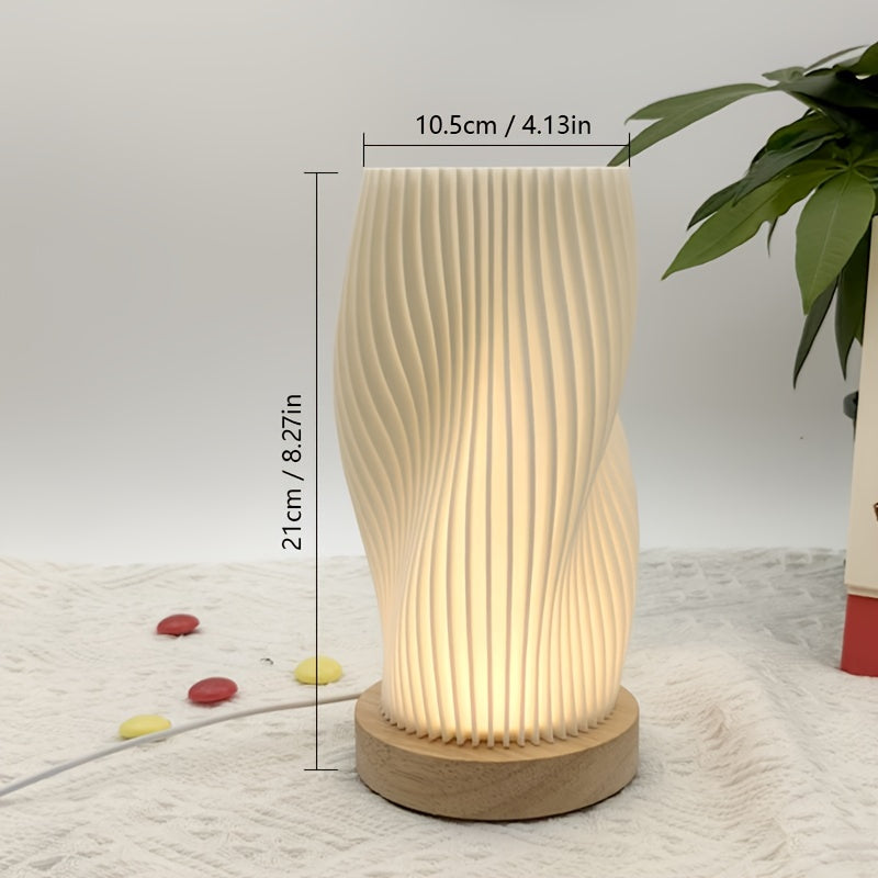 CozyLight - LED Nachtlamp met Houten Voet, USB Gevoed, Dimbaar