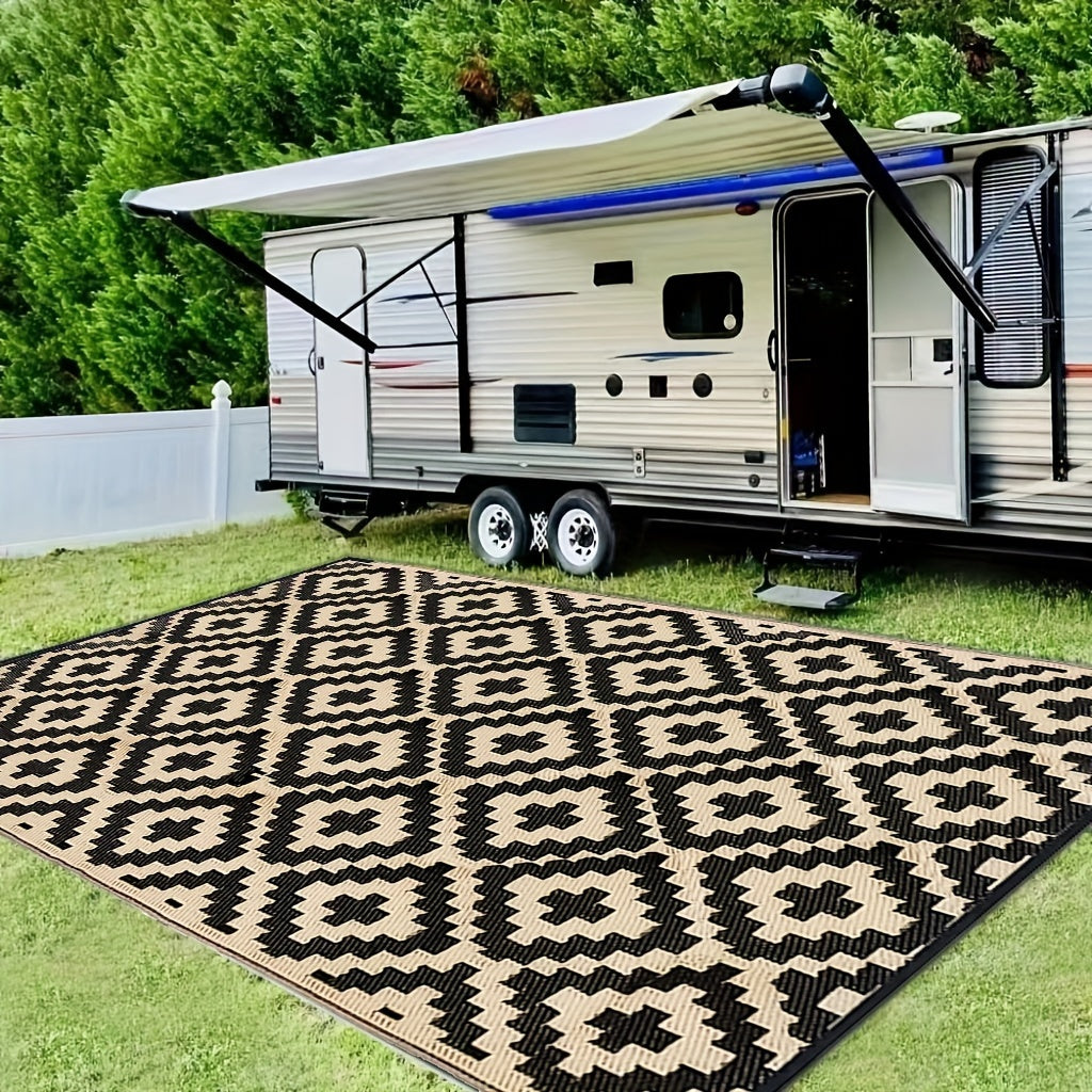 Opvouwbaar Bohemian Stijl Buiten Tapijt – Waterdicht en Omkeerbaar Patio Kleed voor Balkon, Deck, Camping en RV