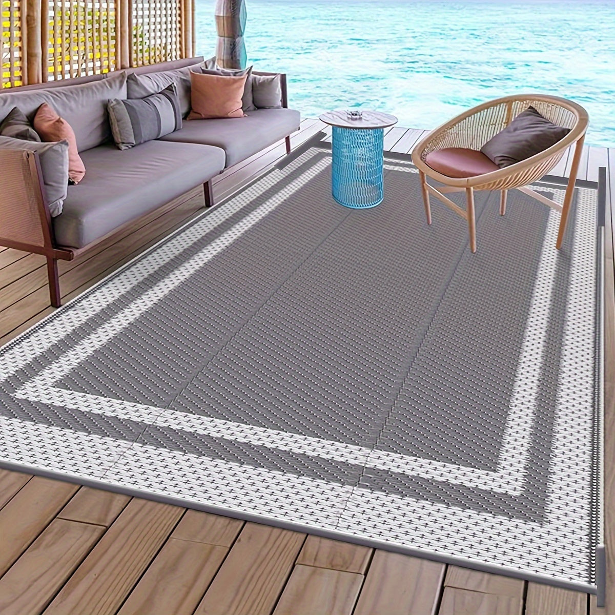 Waterbestendig Lichtgewicht Outdoor Vloerkleed met Draagtas – 100% Polypropyleen, Geschikt voor Camping, Tuin en Strand