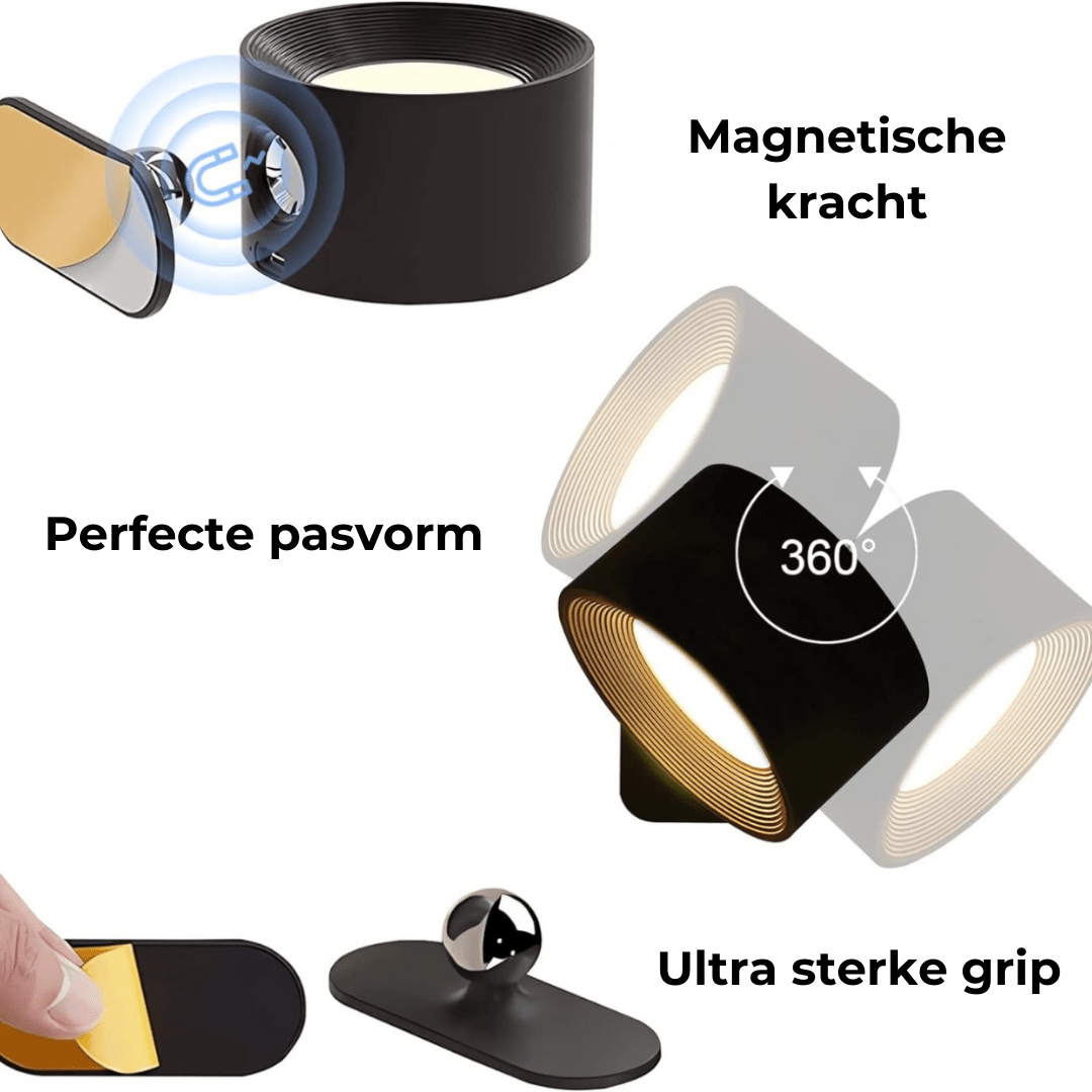 FlexiBeam - Draadloze oplaadbare 360° muurlamp