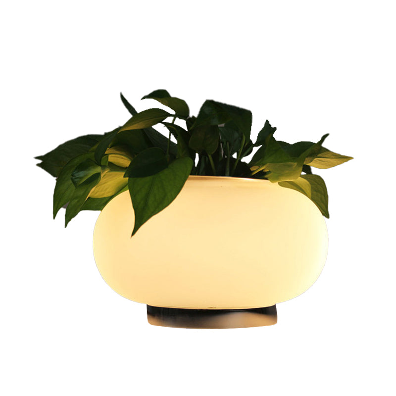 PlantGlow - Ovale Tafellamp met Plantenhouder en LED-verlichting