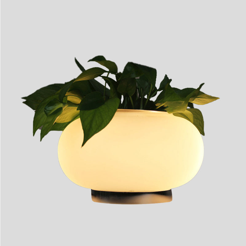 PlantGlow - Ovale Tafellamp met Plantenhouder en LED-verlichting