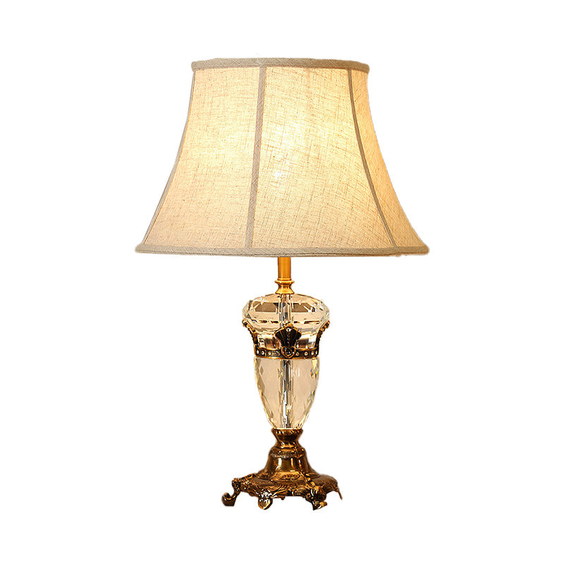 Moderne Kristallen Nachtlamp - Gebogen Stoffen Tafellamp in Beige