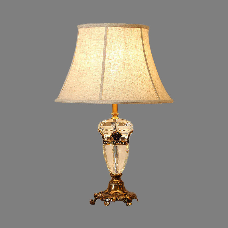 Moderne Kristallen Nachtlamp - Gebogen Stoffen Tafellamp in Beige