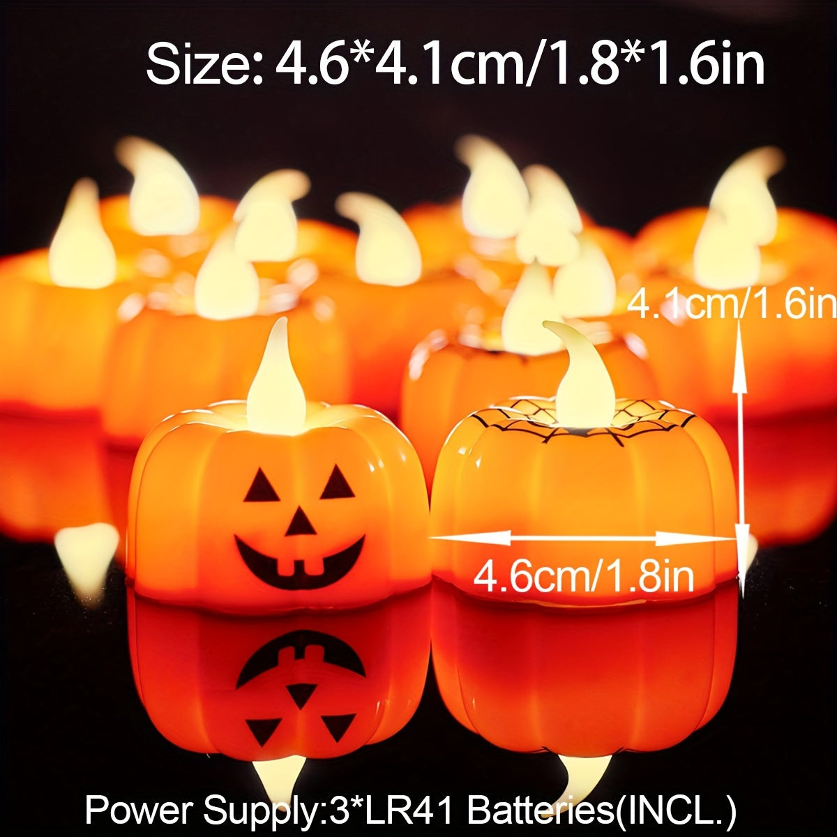 LED Halloween Pompoenkaarsen – 2 stuks, 9.14cm Jack-o'-Lantern Design, Met Batterijen