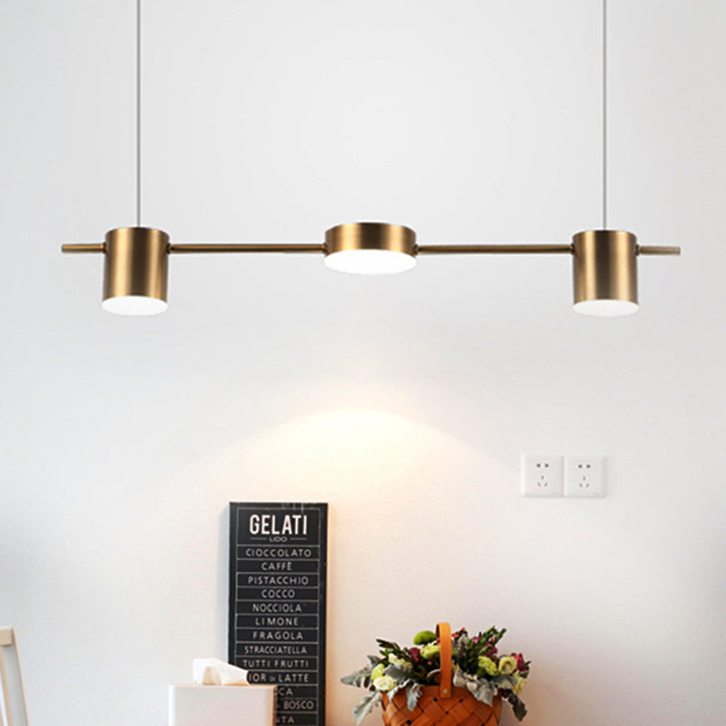 Drum Aluminium Hanglamp Eiland Modern Eenvoudig 3/5-lichts Zwart/Goud Plafondlamp in Warm/Wit Licht