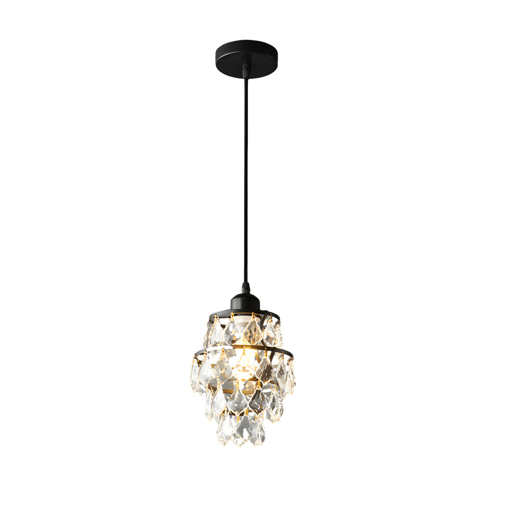 Kristallen Hanglamp in Goud/Zwart - 1-Licht Mini Kroonluchter