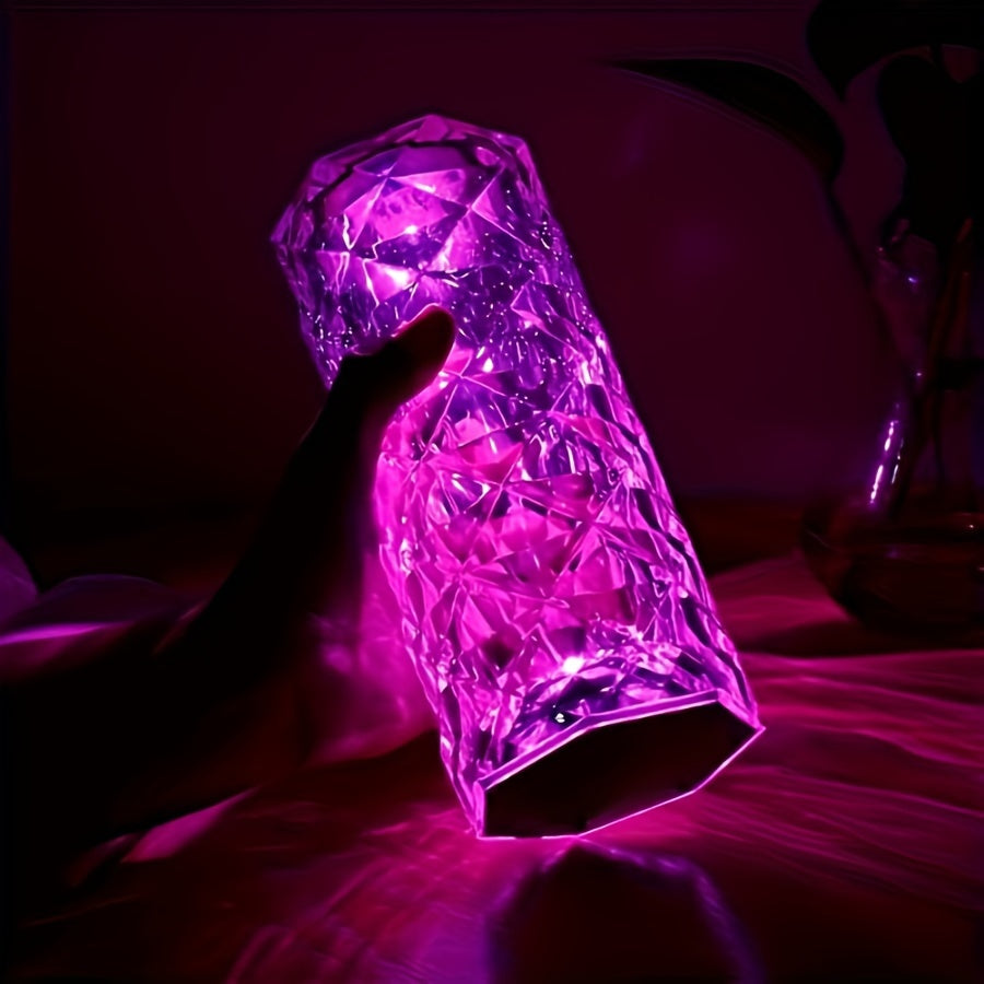 CrystalBloom - Verstelbare RGB Tafellamp met USB-oplaadbare Lithium Batterij en Bloemenpatroon