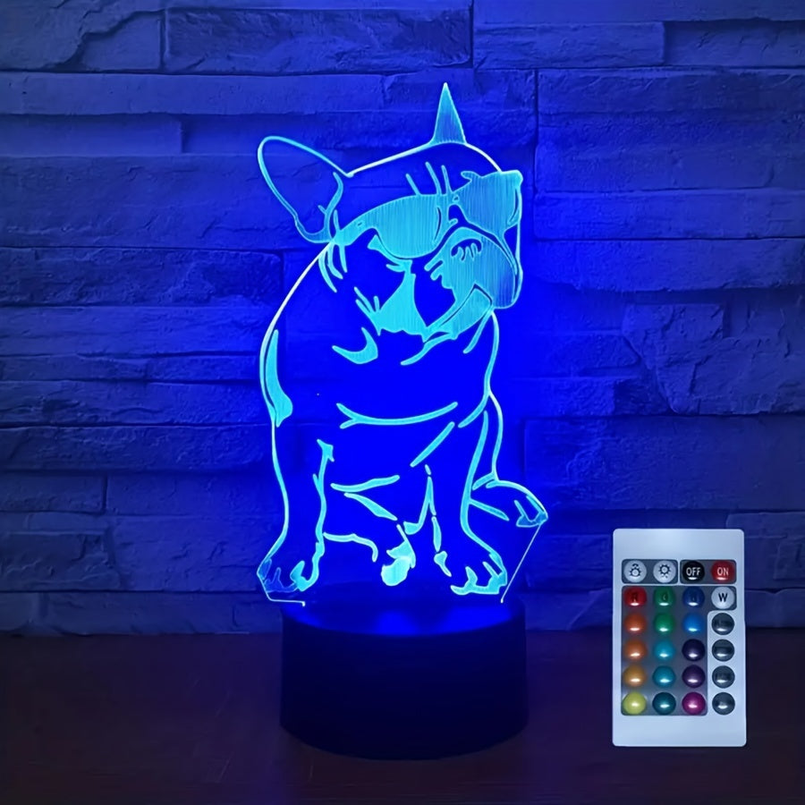 DecoBulldog - 3D Franse Bulldog Nachtlampje met 16 Kleuren