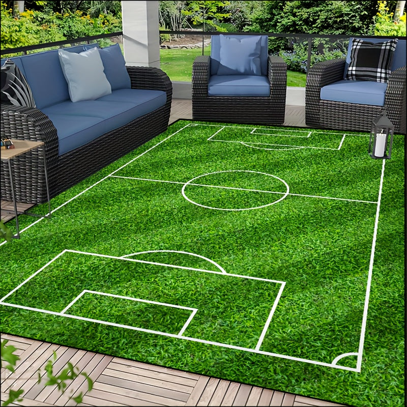 Voetbalveld Patroon Vloerkleed - Antislip Wasbare Lounge Mat Voor Woonkamer, Slaapkamer, Tuin of Gaming Kamer